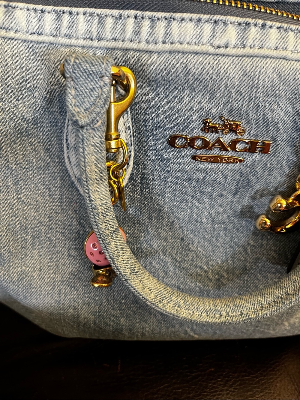 Coach Loved Denim Large Rowan With Wristlet And Charms - Picture 6 of 16